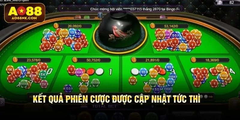 Kết quả phiên cược được cập nhật tức thì